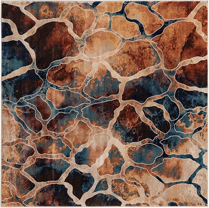 Unique Loom Mystic Collection Area Rug - Fitz Roy (6' 1" Square, Brick Red/ Brown)