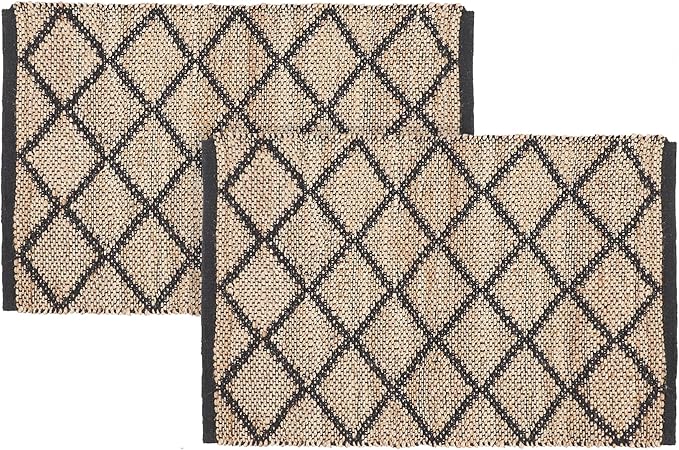 REDEARTH · Jute Cotton Area Rug - 2'x3' Rectangular Rug, Sustainable Handwoven, Non-Shedding, Soft & Durable – Reversible, Neutral Tones for Home Décor in Living Room, Dining Room, Bedroom, Set of 2