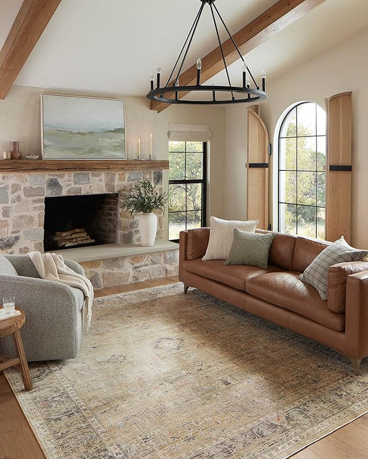 Loloi Magnolia Home by Joanna Gaines Millie Collection MIE-03 Gold/Charcoal 2'-7" x 12'-0", .25" Pile Height, Runner Rug