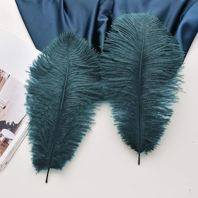 Ballinger Teal Ostrich Feathers Bulk - 24Pcs 12-14inch Feathers for Party Centerpieces,DIY Crafts and Home Decor
