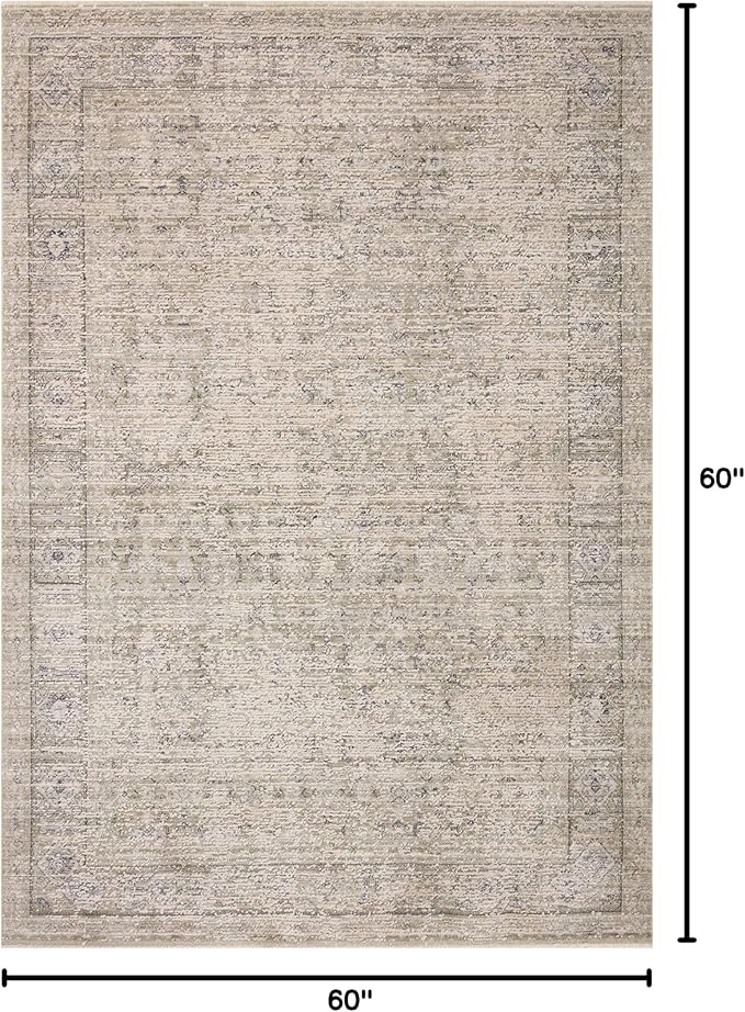 Loloi Amber Lewis Alie Collection ALE-03 Taupe/Dove 5'-3'' x 5'-3'', .13'' Pile Height, Round Area Rug