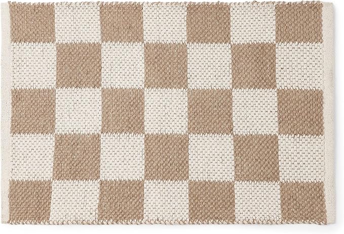 REDEARTH · Jute Cotton Area Rug, Sustainable Handwoven, Non-Shedding, Soft & Durable – Reversible, Neutral Tones for Home Décor in Living Room, Dining Room, Bedroom (Gridstone Natural, 2'x3')