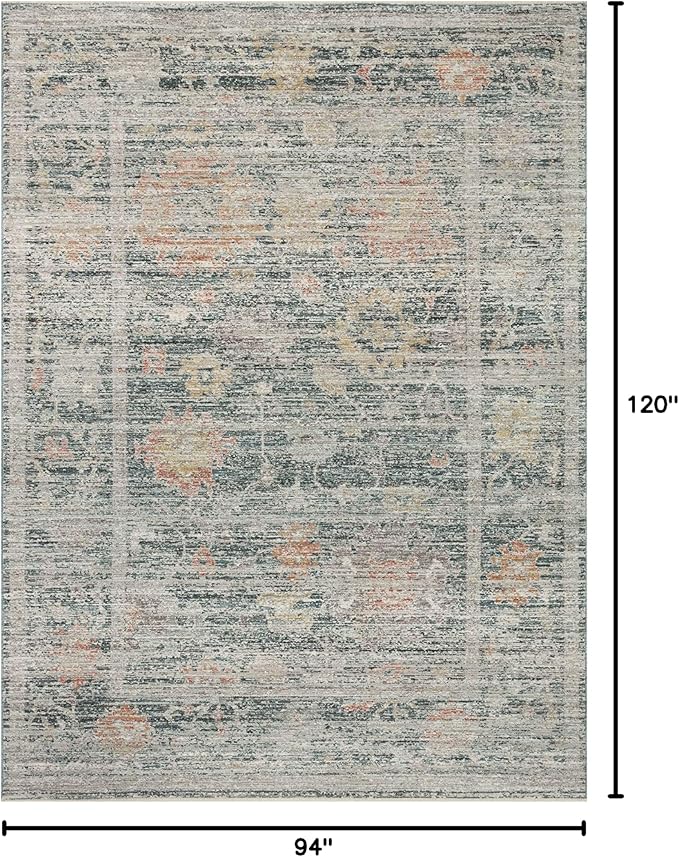 Loloi Magnolia Home by Joanna Gaines Millie Collection MIE-01 Blue/Multi 7'-10" x 10', .25" Pile Height, Area Rug