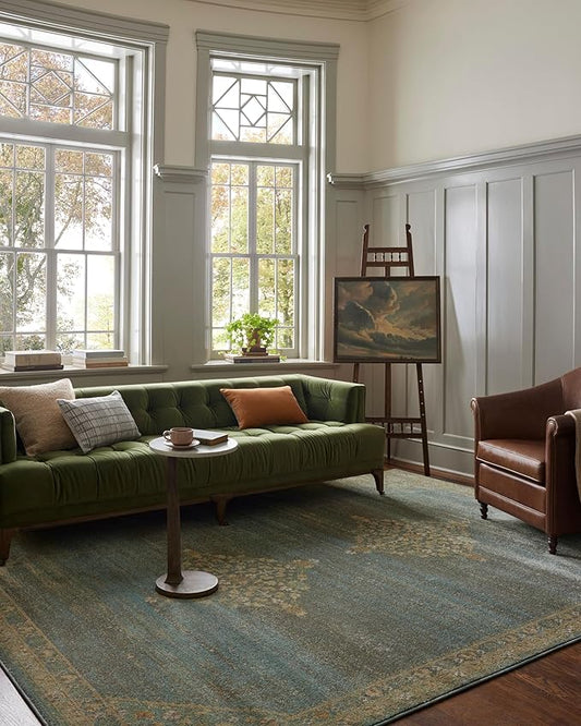 Loloi Magnolia Home by Joanna Gaines Mona Collection MOA-04 Aqua/Wheat 11'-6" x 15'-6" Area Rug