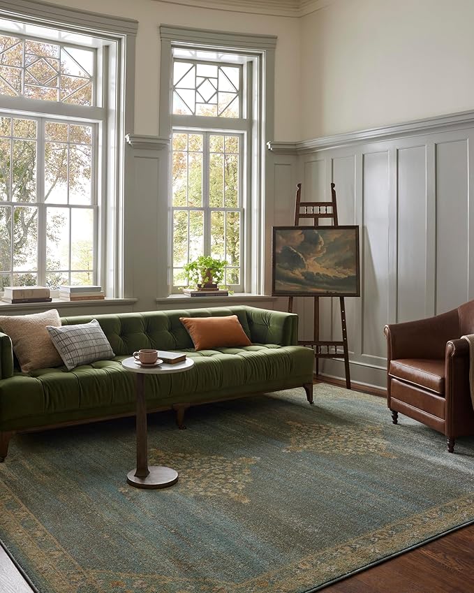 Loloi Magnolia Home by Joanna Gaines Mona Collection MOA-04 Aqua/Wheat 7'-6" x 10' Area Rug