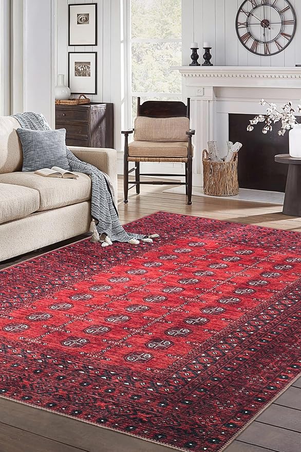 Keen Home Design 8x10 Rug - Machine Washable Area Rug with Non-Slip Backing, Ideal for Living Room, Dining Room, Bedroom - Vintage, Easy Clean, Durable, Low Pile Rug - (8' x 10')
