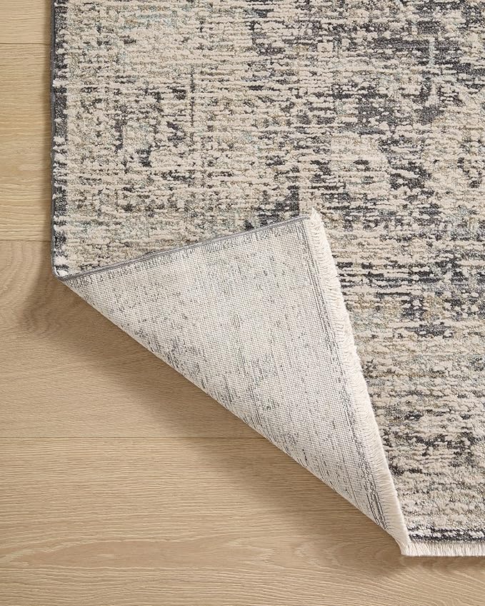 Loloi Amber Lewis Alie Collection ALE-05 Charcoal/Beige 5'-3'' x 5'-3'', .13'' Pile Height, Round Area Rug