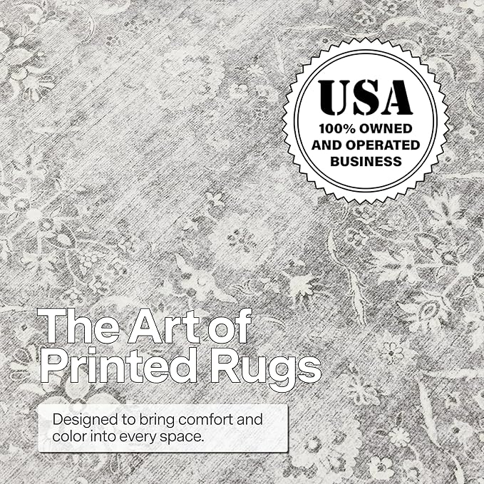 ReaLife Rugs Machine Washable Area Rug Runner - Living Room Bedroom Bathroom Kitchen Entryway Office - Padded Low Pile Stain Resistant Premium - Boho Farmhouse Vintage - Noor - Silver Ivory 2'6" x 8'