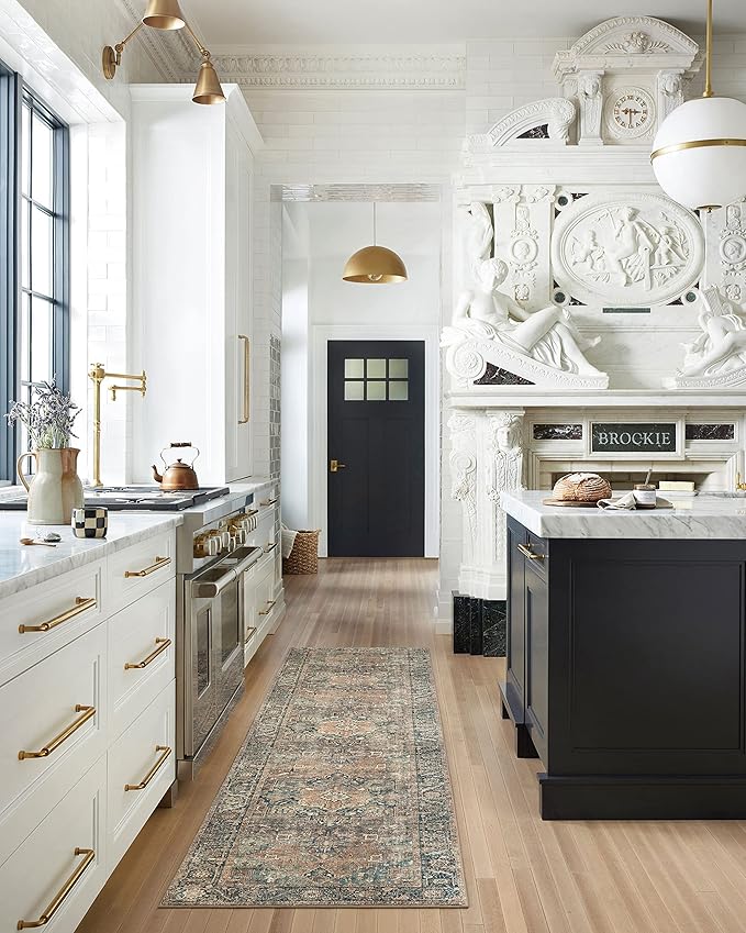 Loloi Margot Collection MAT-02 Terracotta/Lagoon 7'-6" x 9'-6" Area Rug feat. CloudPile, No-Shed Easy Clean Large Patterned Area Rug for Living Room, Bedroom, Dining Area