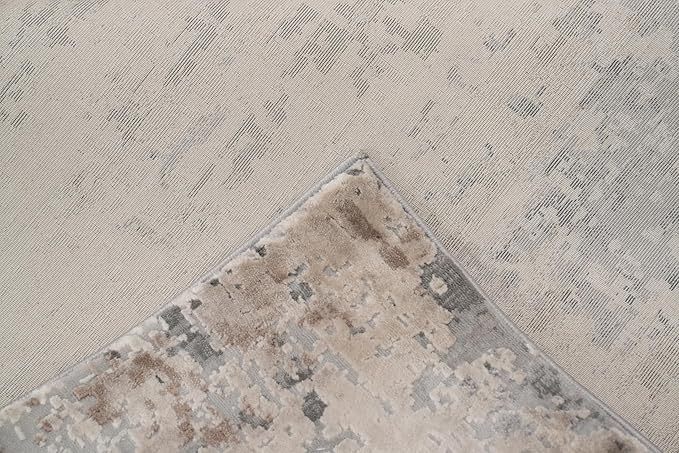 Rug Source Modern Collection 8x10 Area Rug, Machine Made Greys & Charcoal Contemporary Rug, Oriental Polyester Carpet for Bedroom, Living Room, Dining Room