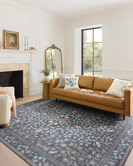 Loloi Rifle Paper Co. Maison Collection MAO-01 Nightingale Black 2'-3" x 3'-9", .19" Pile Height, Accent Rug