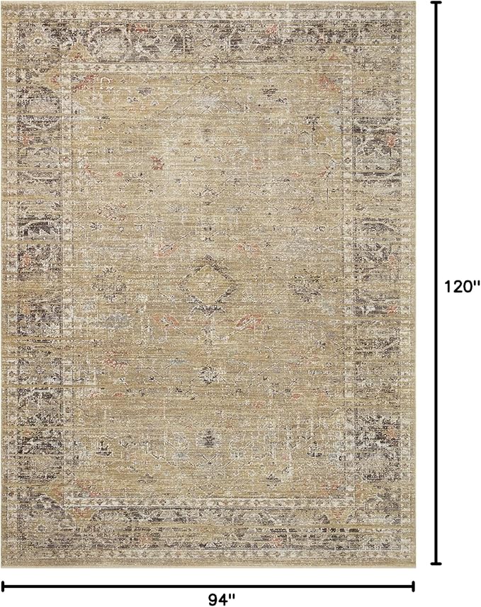 Loloi Magnolia Home by Joanna Gaines Millie Collection MIE-03 Gold/Charcoal 7'-10" x 10', .25" Pile Height, Area Rug