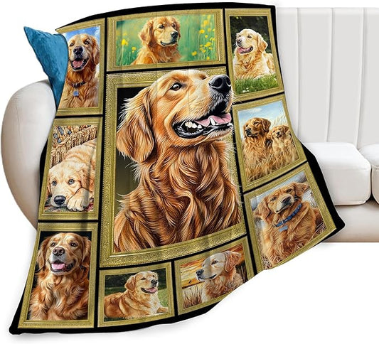 Golden Retriever Gifts Blanket, Dog Throw Blankets, Golden Retriever Gift for Women Men Boys Girls Lover Adult Cozy Fleece Flannel Bedding Stuff Animal Plush for Couch Sofa Bed Decor 80"X60"