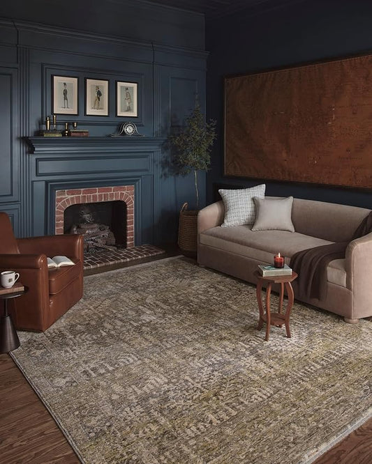 Loloi Magnolia Home by Joanna Gaines Junie Collection JUE-02 Moss/Natural 3'-11" x 5'-7", .38" Pile Height, Accent Rug