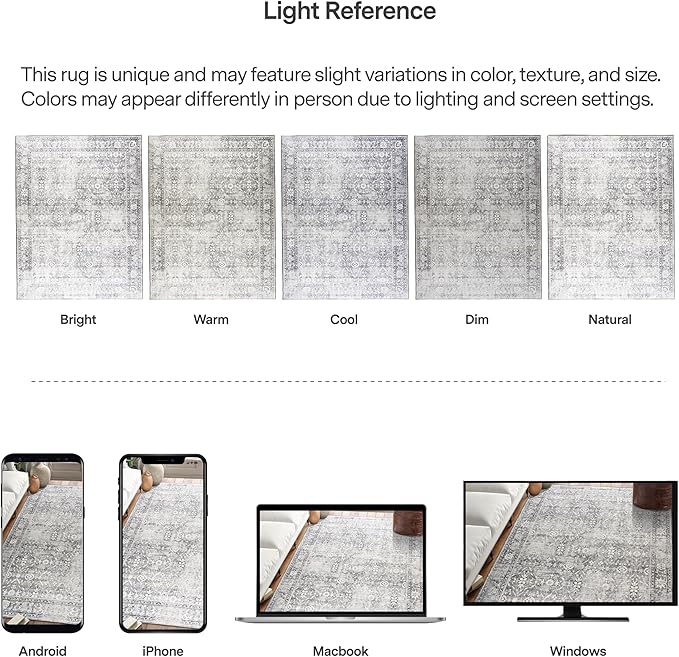 ReaLife Rugs Machine Washable Area Rug Runner - Living Room Bedroom Bathroom Kitchen Entryway Office - Padded Low Pile Stain Resistant Premium - Boho Farmhouse Vintage - Noor - Silver Ivory 2'6" x 8'