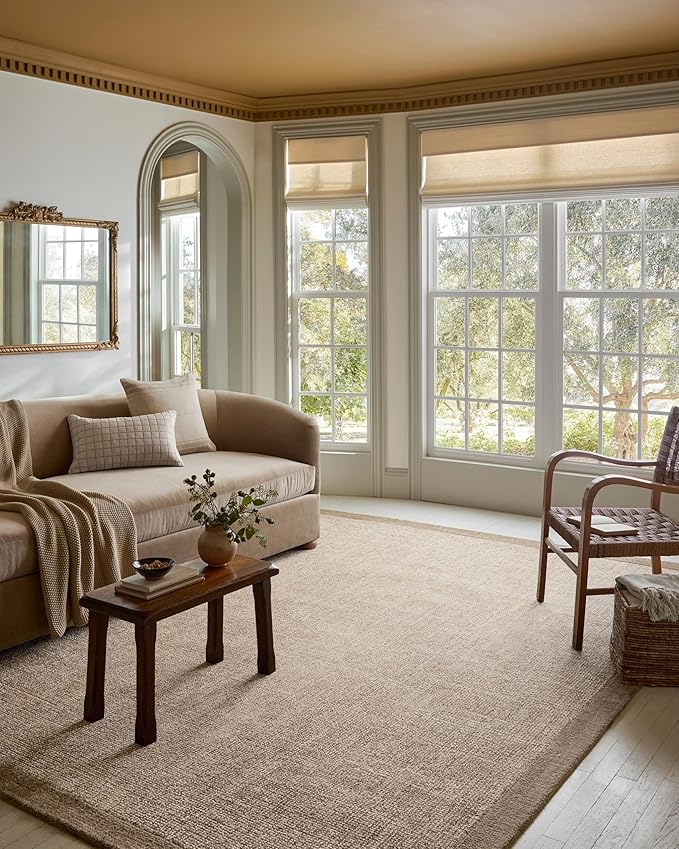 Loloi Magnolia Home by Joanna Gaines Henley Collection Ivory/Brown 9'-3" x 13' Area Rug