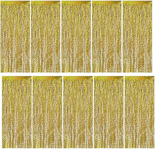 Gold Backdrop Birthday Decorations Foil Curtain Backdrop Gold Streamers Dance Party Decorations Photo Booth Props for Bachelorette Decorations Christmas Halloween New Years Eve Party Supplies