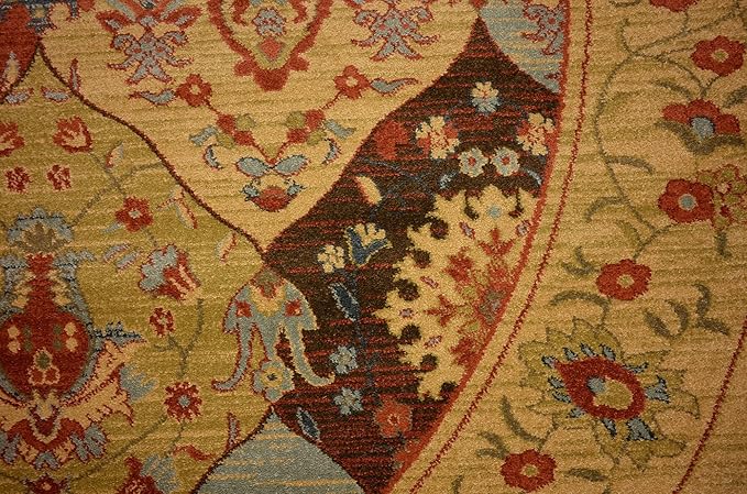 Unique Loom Edinburgh Collection Area Rug - Tulip (8' Round Tan/Red)