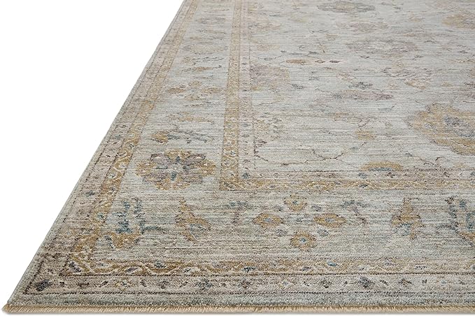 Loloi Magnolia Home by Joanna Gaines Millie Collection MIE-02 Sky/Gold 2'-7" x 10'-0", .25" Pile Height, Runner Rug