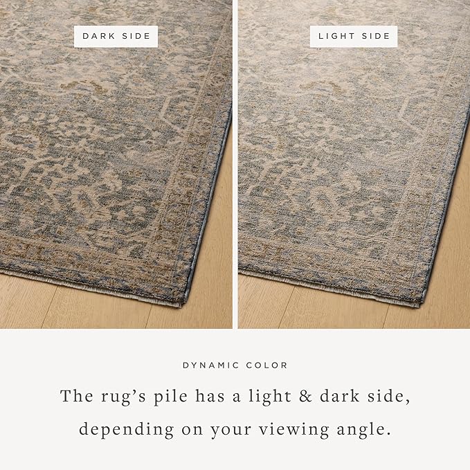 Loloi Magnolia Home by Joanna Gaines Junie Collection JUE-01 Blue/Natural 2'-7" x 8'-0", .38 Pile Height, Runner Rug