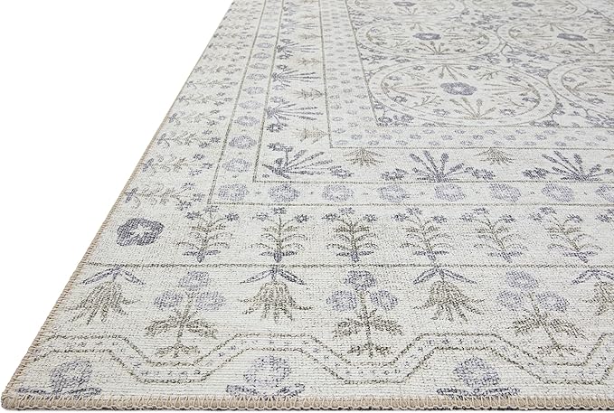 Loloi Rifle Paper Co. Maison Collection MAO-03 Rosette Ivory 5'-0" x 5'-0", .19" Pile Height, Round Area Rug