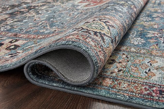 Loloi Margot Collection MAT-05 Ocean/Brick 7'-6" x 9'-6" Area Rug feat. CloudPile, No-Shed Easy Clean Large Patterned Area Rug for Living Room, Bedroom, Dining Area