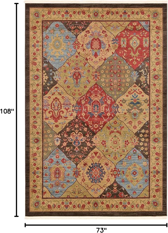 Unique Loom Edinburgh Collection Area Rug - Tulip (6' 1" x 9' Rectangle Multi/Tan)