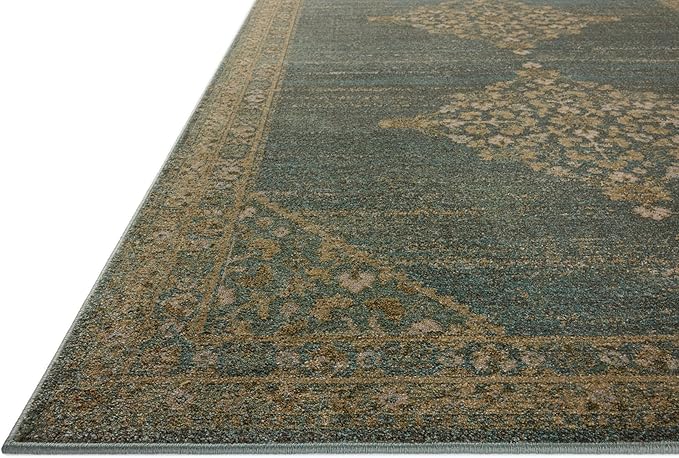 Loloi Magnolia Home by Joanna Gaines Mona Collection MOA-04 Aqua/Wheat 7'-6" x 10' Area Rug