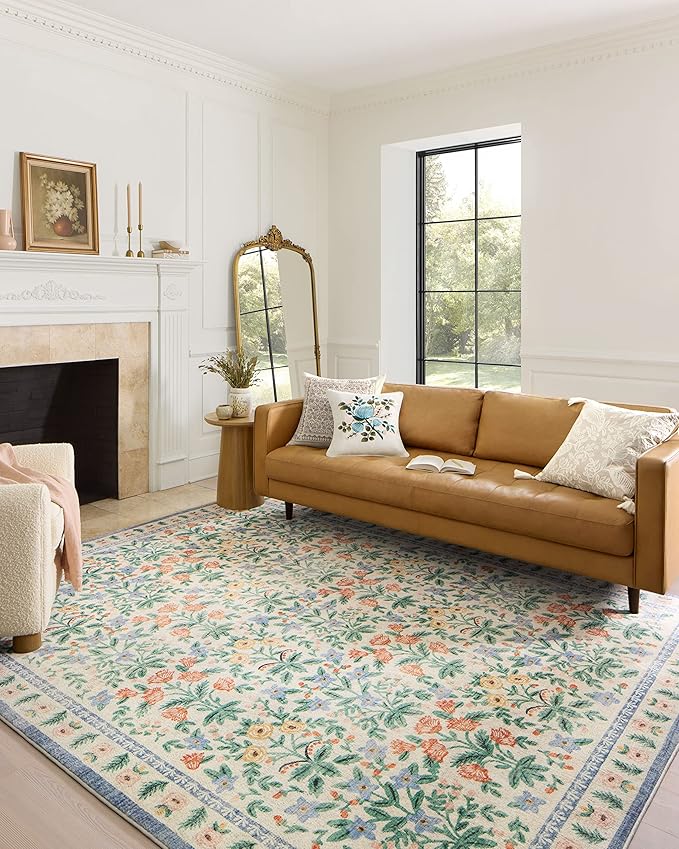 Loloi Rifle Paper Co. Eden Collection EDE-02 Mughal Garden Cream 8'-6" x 11'-6" Area Rug feat. CloudPile™