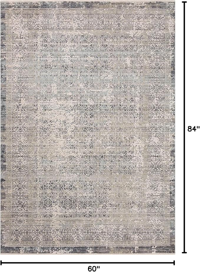 Loloi Amber Lewis Alie Collection ALE-04 Sky/Stone 5'-3'' x 7'-9'', .13'' Pile Height, Area Rug
