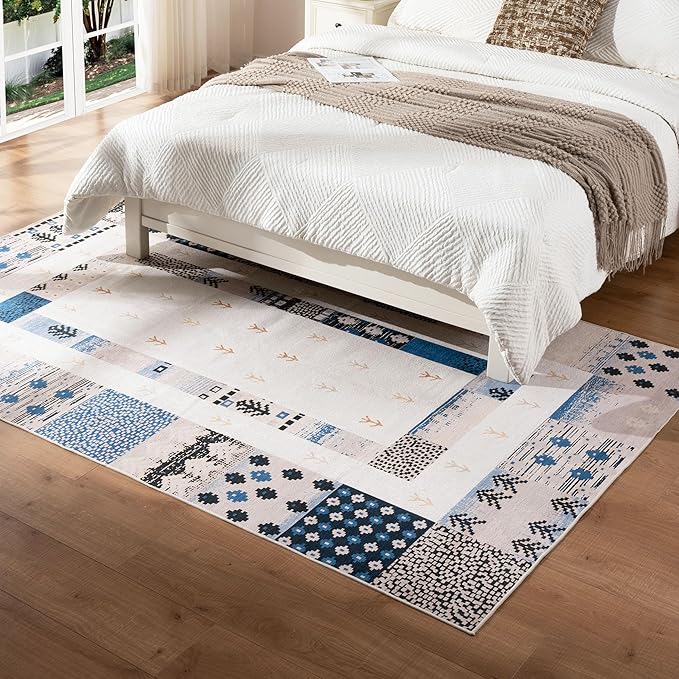 5X8 Area Rug,Washable Vintage Low Pile Rug for Living Room,Non-Slip Rug for Home Decor,Modern Soft Indoor Carpet for Bedroom,Dinning Room,Home Office,Playroom,Countryside