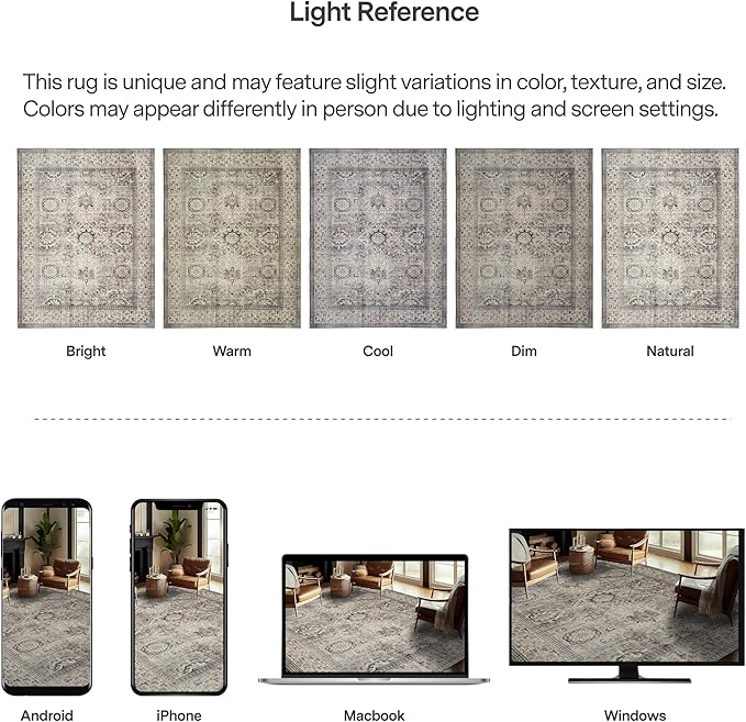 ReaLife Rugs Machine Washable Area Rug - Living Room Bedroom Bathroom Kitchen Entryway Office - Padded Low Pile Stain Resistant Premium - Boho Farmhouse Vintage - Paz - Beige Gray Ivory 2'6" x 10'