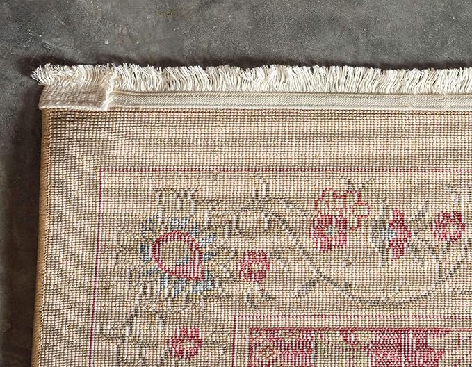 Unique Loom Edinburgh Collection Area Rug - Tulip (5' 1" x 8' Rectangle Tan/Red)
