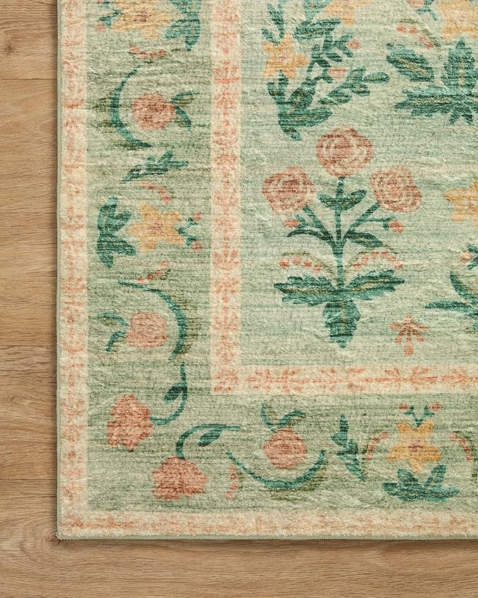 Loloi Rifle Paper Co. Eden Collection EDE-01 Mughal Rose Blush 8'-6" x 11'-6" Area Rug feat. CloudPile™