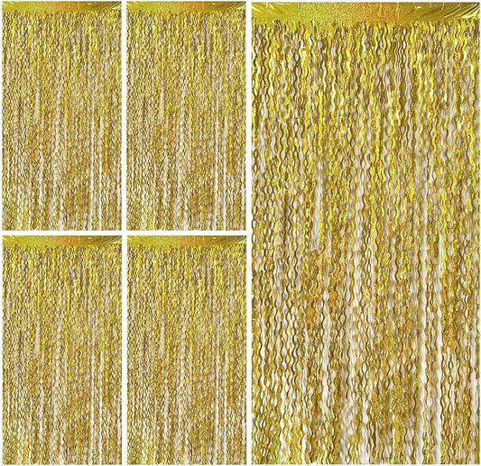 Gold Backdrop Birthday Decorations Foil Curtain Backdrop Gold Streamers Dance Party Decorations Photo Booth Props for Bachelorette Decorations Christmas Halloween New Years Eve Party Supplies