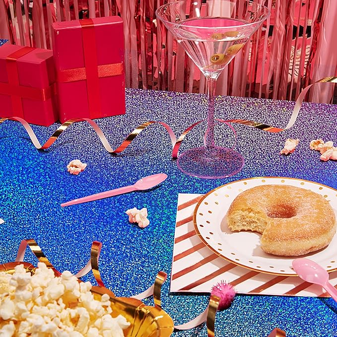 4 pcs Royal Blue Holographic Party Tablecloth 40" x 108" Iridescence Plastic Table Cloth Navy Blue Sparkly Table Covers for Graduation 4th of July Birthday Winter Christmas Party Decoration