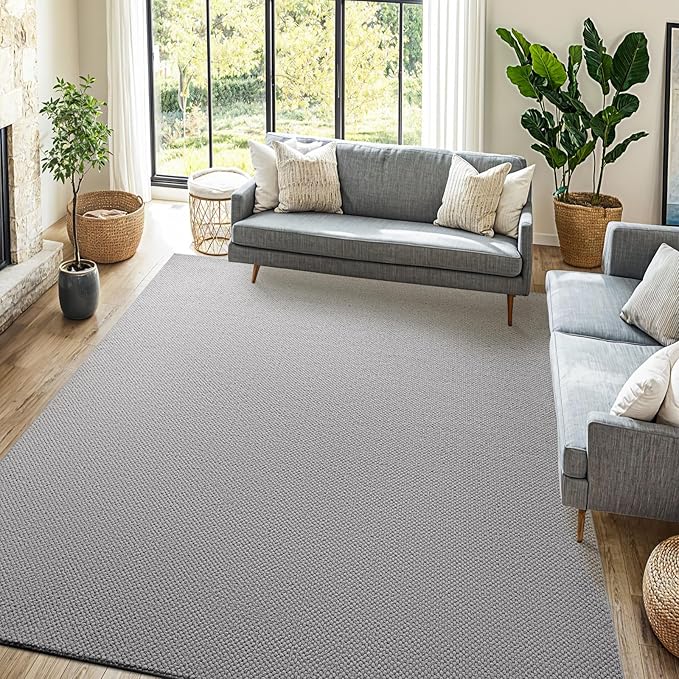 Shilucheng Wool Rug 4.7x7 Non-Slip, Blend 80% Wool and 20% Cotton Rugs for Living Room, Bedroom, Dinning Room, Soft Durable Cotton Backing Modern Area Rug (Gray)
