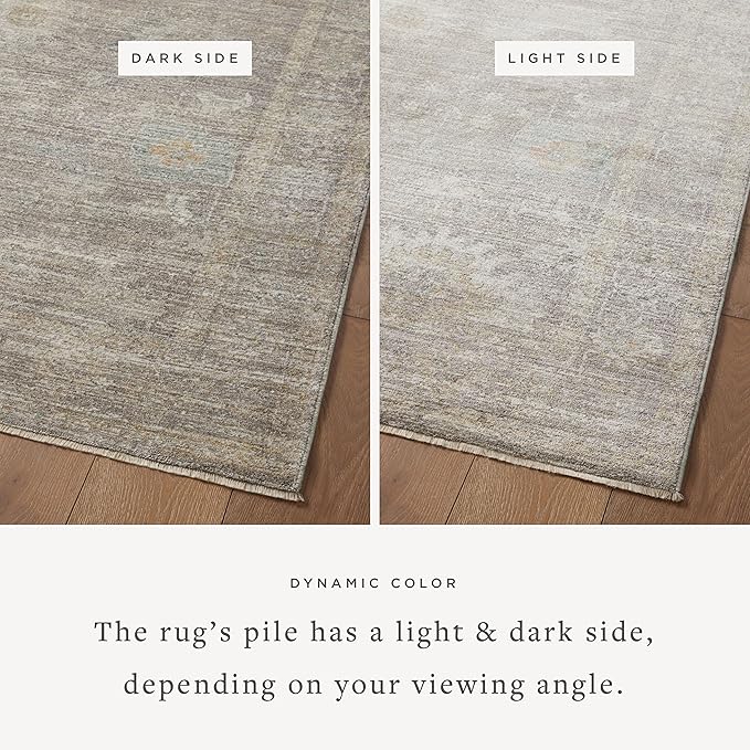 Loloi Magnolia Home by Joanna Gaines Millie Collection MIE-05 Stone/Natural 9'-6" x 13'-1", .25" Pile Height, Area Rug