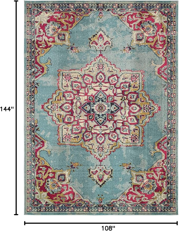 Unique Loom Medici Collection Floral Medallion Traditional Vintage Light Blue Area Rug (9' 0 x 12' 0)