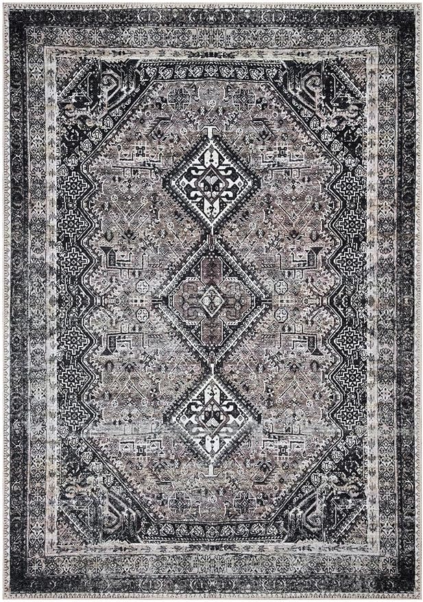 Keen Home Design 8x10 Rug - Machine Washable Area Rug with Non-Slip Backing, Ideal for Living Room, Dining Room, Bedroom - Vintage, Easy Clean, Durable, Low Pile Rug - (8' x 10')