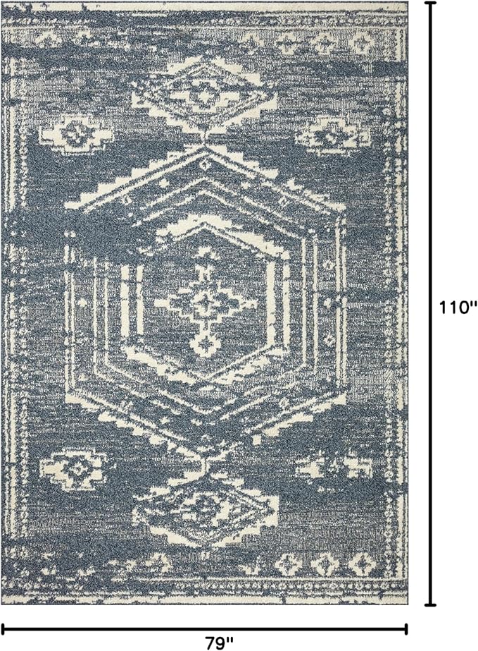 Loloi Magnolia Home by Joanna Gaines Gigi Collection GIG-03 Denim/Ivory 6'-7" x 9'-2" Area Rug