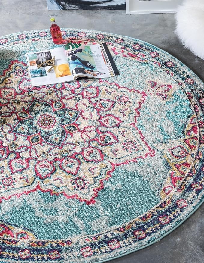 Unique Loom Medici Collection Floral Medallion Traditional Vintage Light Blue Runner Rug (2' 2 x 6' 7)