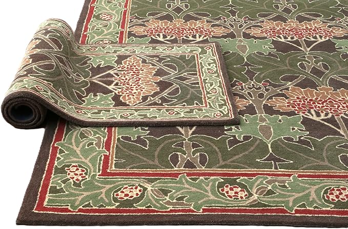 Vintage Style Area Rug Floral Pattern Cecile Green Best for Living Room & Bed Room (9 ft x 12 ft)