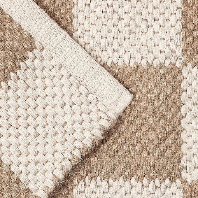 REDEARTH · Jute Cotton Area Rug - 2'x6' Rectangular Rug, Sustainable Handwoven, Non-Shedding, Soft & Durable – Reversible, Neutral Tones for Home Décor in Living Room, Dining Room, Bedroom