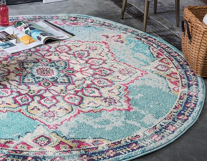 Unique Loom Medici Collection Floral Medallion Traditional Vintage Light Blue Runner Rug (2' 7 x 10' 0)