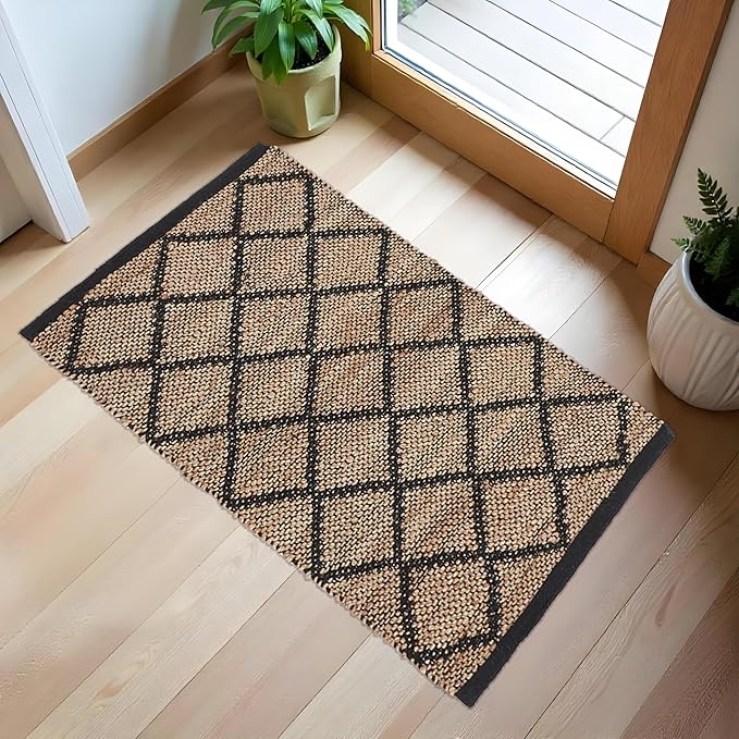 REDEARTH · Jute Cotton Area Rug - 2'x3' Rectangular Rug, Sustainable Handwoven, Non-Shedding, Soft & Durable – Reversible, Neutral Tones for Home Décor in Living Room, Dining Room, Bedroom, Set of 2