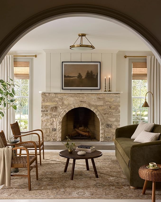 Loloi Magnolia Home by Joanna Gaines Pace Collection PAC-07 Sunset/Stone 7'-8" x 7'-8" Round Area Rug