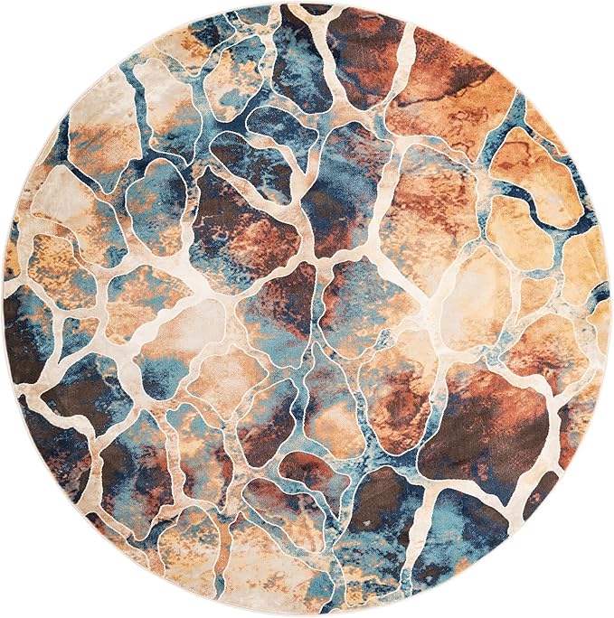 Unique Loom Mystic Collection Area Rug - Fitz Roy (7' 10" Round, Brick Red/Brown)