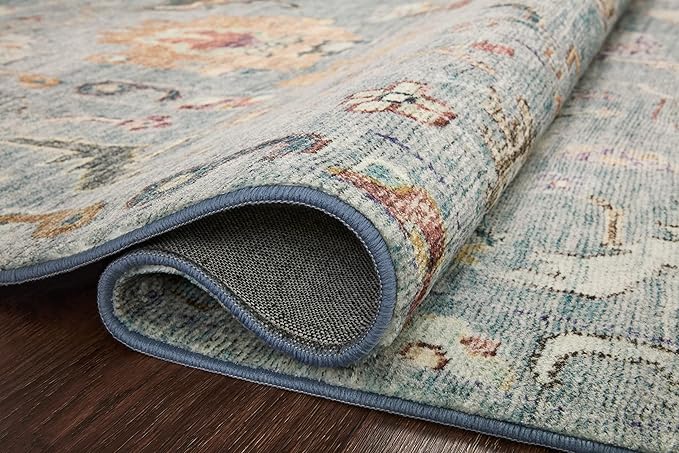 Loloi Margot Collection MAT-06 Denim/Multi 2'-6" x 11'-6" Runner Rug feat. CloudPile, No-Shed Easy Clean Large Patterned Area Rug for Living Room, Bedroom, Dining Area