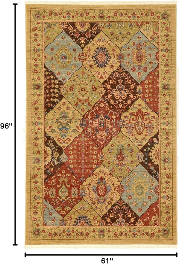 Unique Loom Edinburgh Collection Area Rug - Tulip (5' 1" x 8' Rectangle Tan/Red)